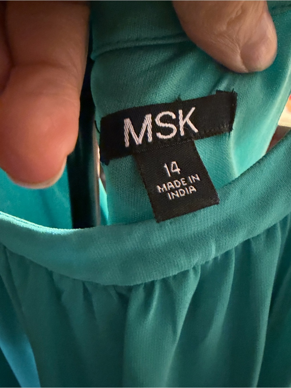 MSK Turquoise Sleeveless Gathered Neck Blouse